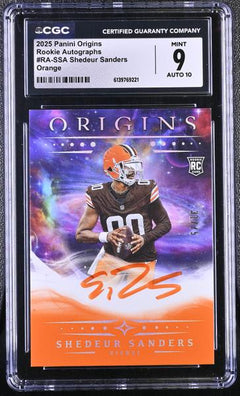 Shedeur Sanders Orange 31/75 2025 Origins Rookie Autographs #RA-SSA CGC 9 Auto 10-1