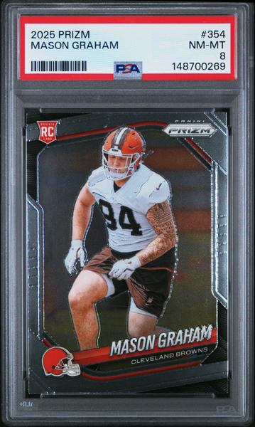 Mason Graham 2025 Panini Prizm #354 PSA 8-1