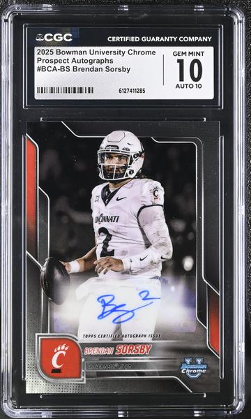 Brendan Sorsby 2025 Bowman University Chrome Prospect Autographs #BCA-BS CGC 10 Auto 10-1