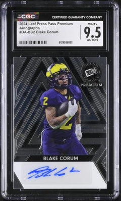 Blake Corum 2024 Press Pass Premium Autographs #BA-BC2 CGC 9.5 Auto 9-1