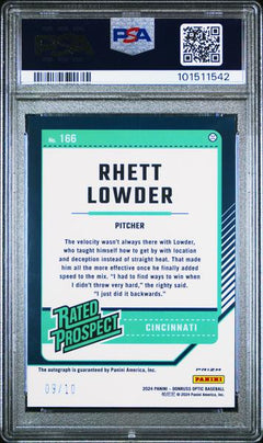Rhett Lowder 2024 Panini Donruss Optic Signature Gold 9/10 #166 PSA 9-2