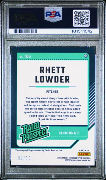 Rhett Lowder 2024 Panini Donruss Optic Signature Gold 9/10 #166 PSA 9-2