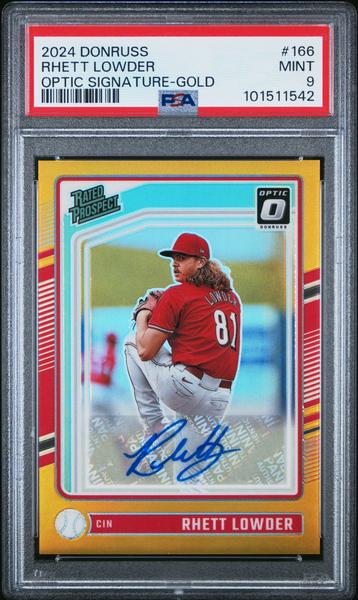 Rhett Lowder 2024 Panini Donruss Optic Signature Gold 9/10 #166 PSA 9-1