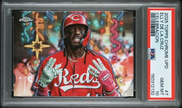 Elly De La Cruz 2025 Topps Chrome Update Celebracion #7 PSA 10