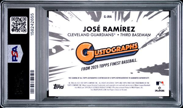 Jose Ramirez 2025 Topps Finest Gustographs 17/25 #GJRA PSA 10-2