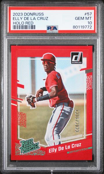 Elly De La Cruz 2023 Panini Donruss Holo Red #57 PSA 10