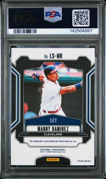 Manny Ramirez 2025 Panini Prizm Legendary Gold Shimmer Signatures 1/2 #LS-MR PSA 10-2
