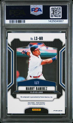Manny Ramirez 2025 Panini Prizm Legendary Gold Shimmer Signatures 1/2 #LS-MR PSA 10-2