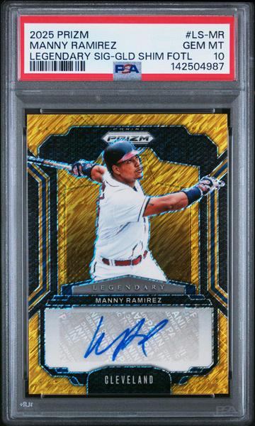 Manny Ramirez 2025 Panini Prizm Legendary Gold Shimmer Signatures 1/2 #LS-MR PSA 10-1