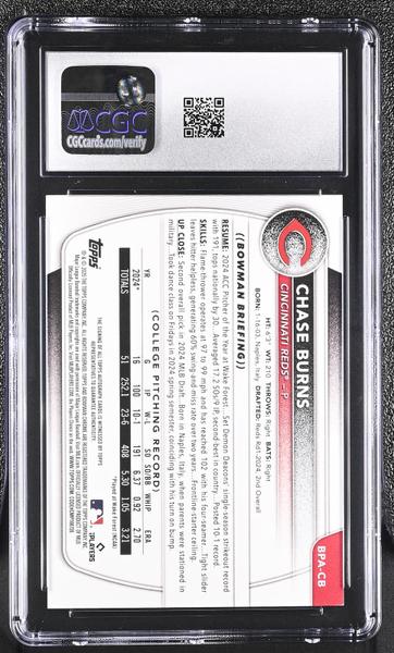 Chase Burns Purple Prospects Autographs 5/250 #BPA-CB CGC 9-2