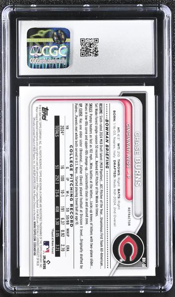 Chase Burns Refractor 2024 Draft Chrome #BDC-55 CGC 10-2
