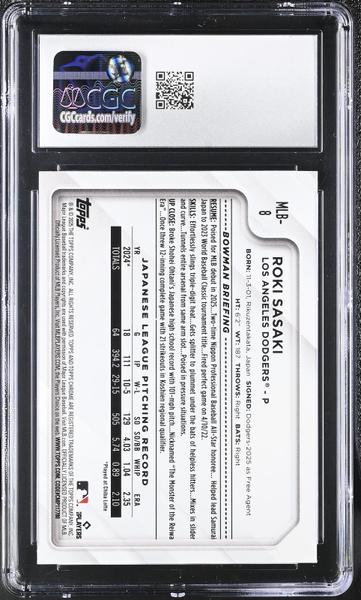 Roki Sasaki 2025 The National Chrome Veterans & Rookies #MLB-8 CGC 9.5-2
