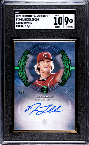 Nick Lodolo 2020 Bowman Transcendent Auto Emerald 3/5 #BTA-NL SGC 9