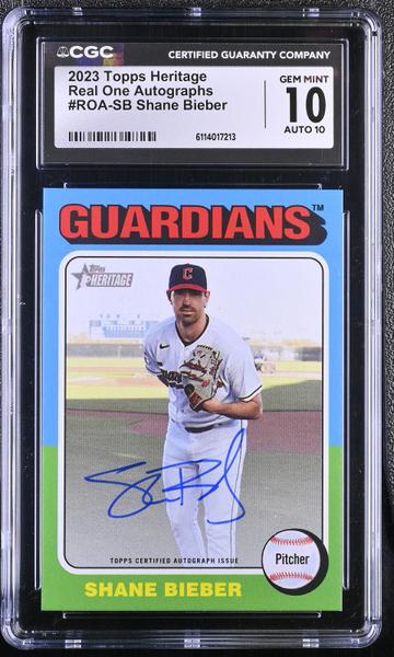 Shane Bieber 2023 Heritage Real One Autographs #ROA-SB CGC 10-1