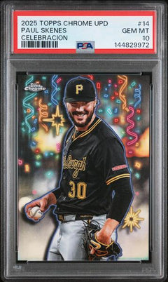 Paul Skenes 2025 Topps Chrome Update Celebracion #14 PSA 10-1