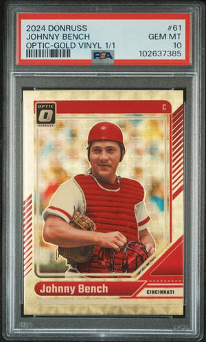 Johnny Bench 2024 Panini Donruss Optic-Gold Vinyl 1/1 #61 PSA 10