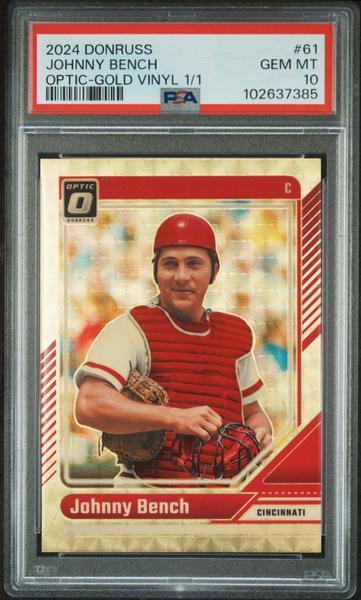 Johnny Bench 2024 Panini Donruss Optic-Gold Vinyl 1/1 #61 PSA 10-1