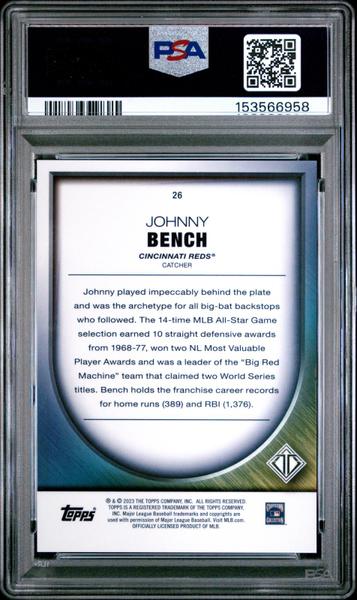 Johnny Bench 2023 Topps Transcendent Collection Transcendent Icons Chrome 10/25 #26 PSA 10-2