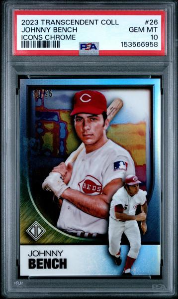 Johnny Bench 2023 Topps Transcendent Collection Transcendent Icons Chrome 10/25 #26 PSA 10-1