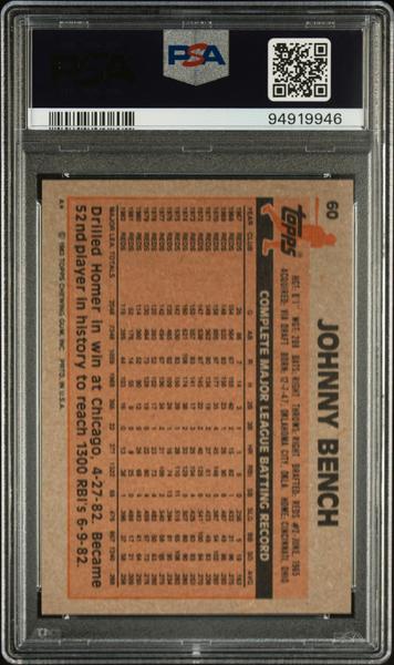 Johnny Bench 1983 Topps #60 PSA 10-2