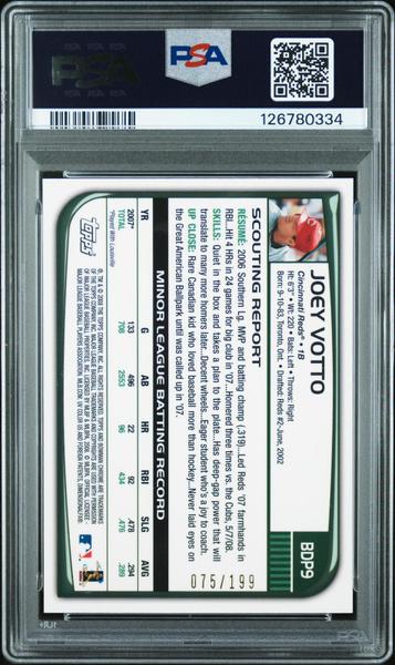 Joey Votto 2008 Bowman Chrome Draft Xfractor 75/199 #BDP9 PSA 10-2