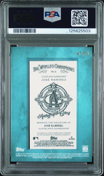 Jose Ramirez 2024 Topps Allen & Ginter Mini Autographs Blue Framed 47/50 #MAJR PSA 8-2