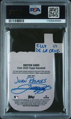 Elly De La Cruz 2025 Topps Shaped Juan Rosales 1/1 Sketch Card PSA 8-2