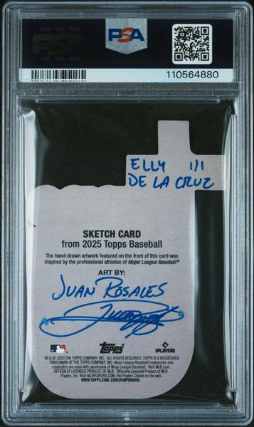 Elly De La Cruz 2025 Topps Shaped Juan Rosales 1/1 Sketch Card PSA 8-2