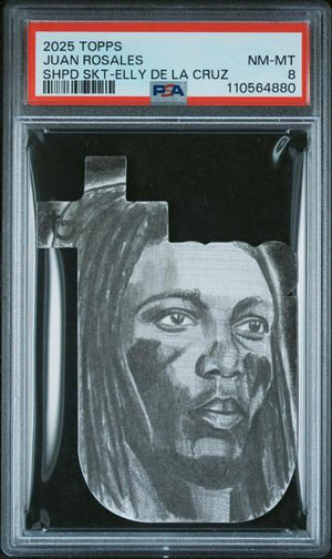 Elly De La Cruz 2025 Topps Shaped Juan Rosales 1/1 Sketch Card PSA 8