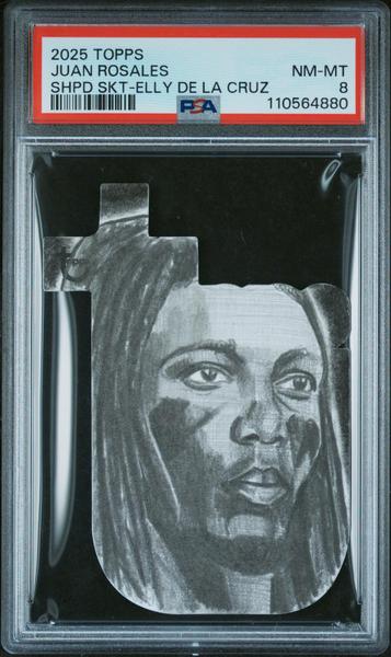 Elly De La Cruz 2025 Topps Shaped Juan Rosales 1/1 Sketch Card PSA 8-1