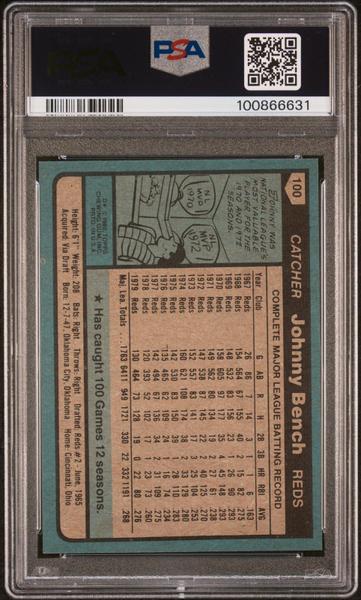 Johnny Bench 1980 Topps #100 PSA 10-2