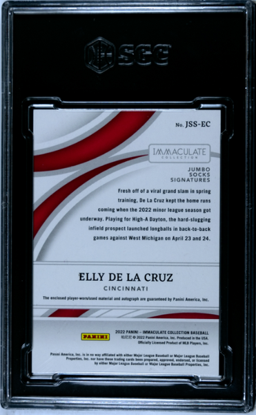 Elly De La Cruz 2022 Immaculate Jumbo Socks Blue Patch Auto 23/25 #JSS-EC SGC 9-2