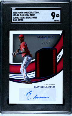 Elly De La Cruz 2022 Immaculate Jumbo Socks Blue Patch Auto 23/25 #JSS-EC SGC 9-1