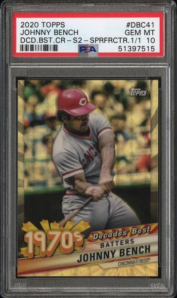 Johnny Bench 2020 Topps Decades Best Superfractor 1/1 #DBC41 PSA 10
