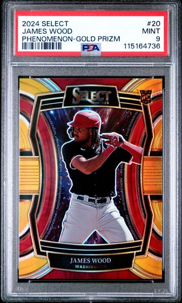 James Wood 2024 Panini Select Phenomenon Gold Prizm 3/10 #20 PSA 9-1