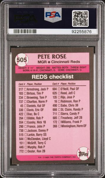 Pete Rose 1989 Topps Tiffany #505 PSA 10-2