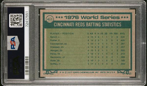 Joe Morgan / Johnny Bench 1977 Topps World Series Game 1 & 2 #411 PSA 10-2