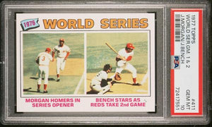 Joe Morgan / Johnny Bench 1977 Topps World Series Game 1 & 2 #411 PSA 10