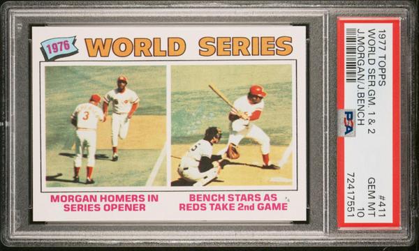 Joe Morgan / Johnny Bench 1977 Topps World Series Game 1 & 2 #411 PSA 10-1
