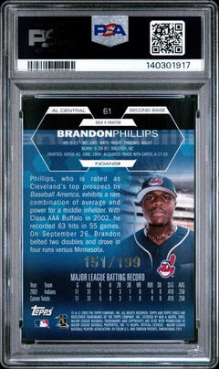 Brandon Phillips 2003 Finest Gold X-Fractor 151/199 #61 PSA 10-2