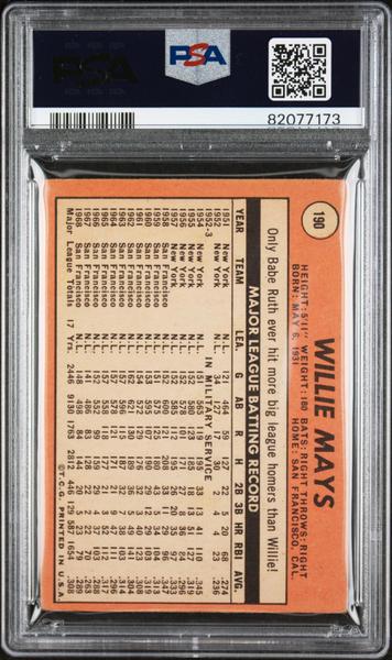 Willie Mays 1969 Topps #190 PSA 2-2