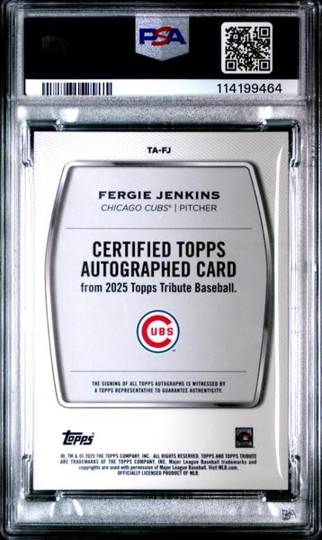 Fergie Jenkins 2025 Topps Tribute Green Auto 53/99 #TAFJ PSA 10-2