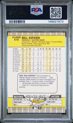 Bill Ripken 1989 Fleer Black Box Over Error #616 PSA 9-2