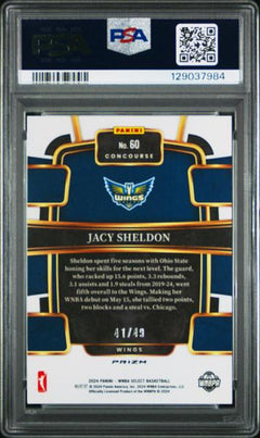 Jacy Sheldon 2024 Panini Select WNBA Bronze Checker 41/49 #60 PSA 10-2