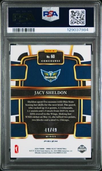Jacy Sheldon 2024 Panini Select WNBA Bronze Checker 41/49 #60 PSA 10-2