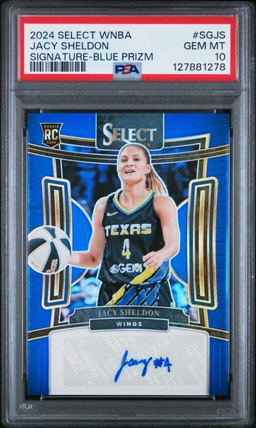 Jacy Sheldon 2024 Panini Select WNBA Blue Prizm Signatures 8/49 #SGJS PSA 10