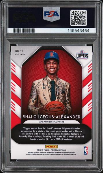 Shai Gilgeous-Alexander 2018 Panini Prizm Luck Of The Lottery Fast Break #11 PSA 9-2