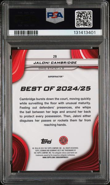 Jaloni Cambridge 2024 Bowman University Best Superfractor 1/1 #29 PSA 10-2