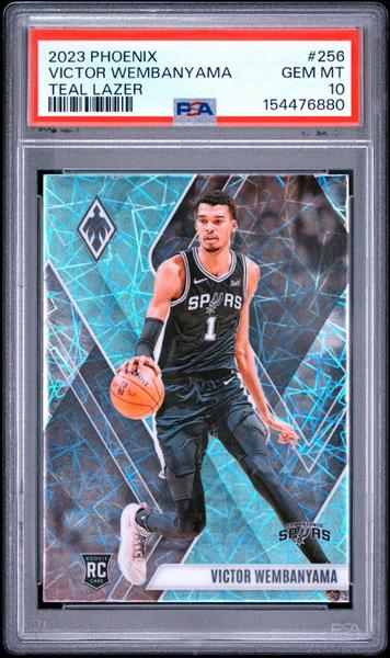 Victor Wembanyama 2023 Panini Phoenix Teal Lazer #256 PSA 10-1