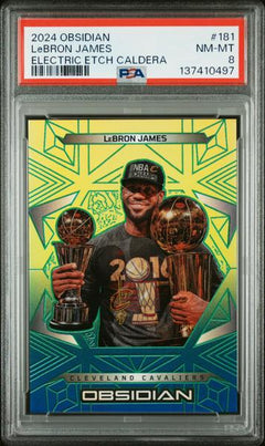 Lebron James 2024 Panini Obsidian Electric Etch Caldera #181 PSA 8-1